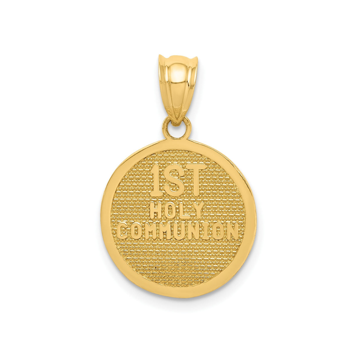 14k Yellow Gold Cross Pendant with Textured Design and Circular Medal