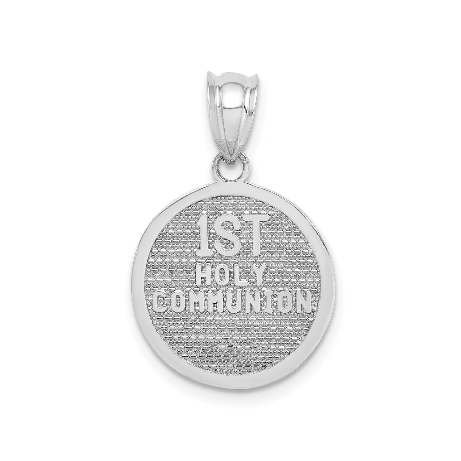 14k White Gold Cross Pendant with Raised Latin Cross Design and Polished Finish