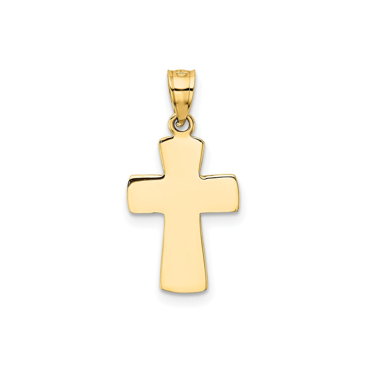 14k Yellow Gold Cross Pendant with Chalice Charm, Polished Catholic Religious Design