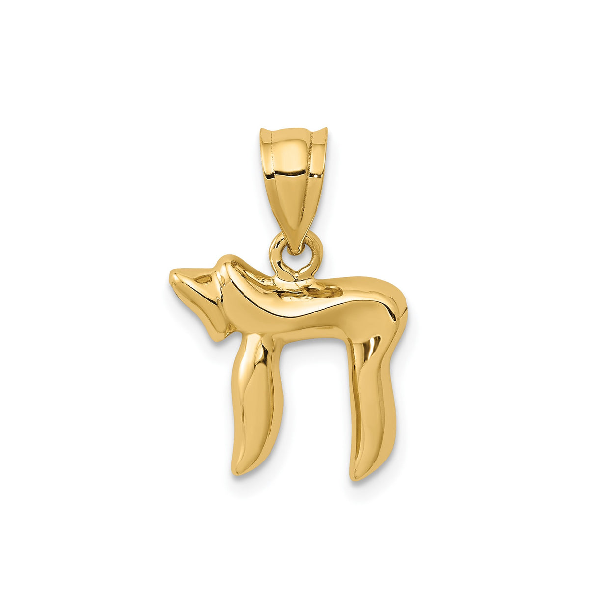 14k Yellow Gold Chai Pendant, Hebrew Symbol of Life and Faith, Unisex Jewish Charm