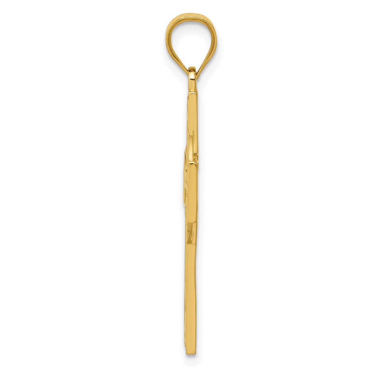 14k Yellow Gold Cross Pendant with Trinity Knot and Halo Design Inspired by Celtic Symbolism