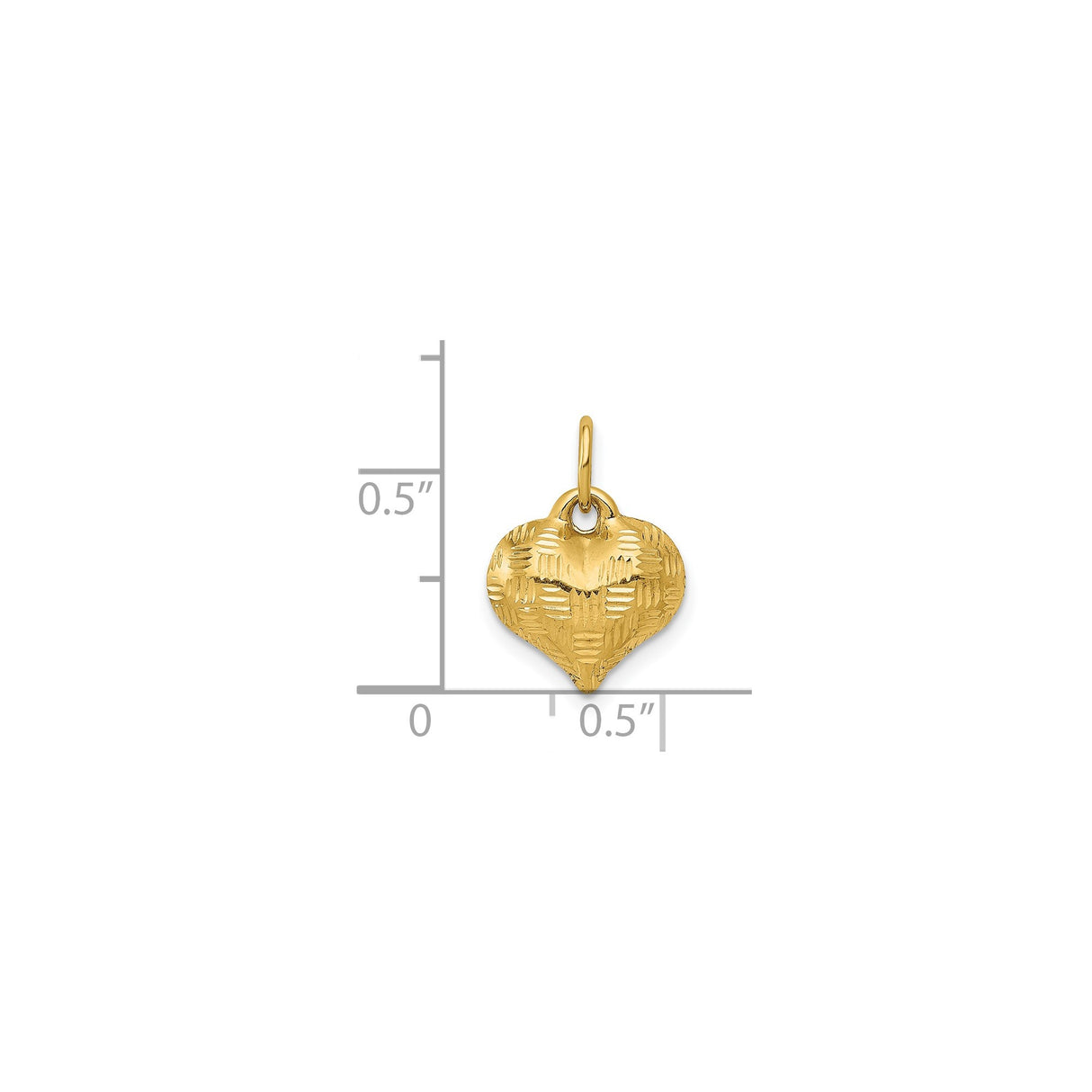 14k Yellow Gold Heart Pendant with Textured Diamond Cut Detailing for Women