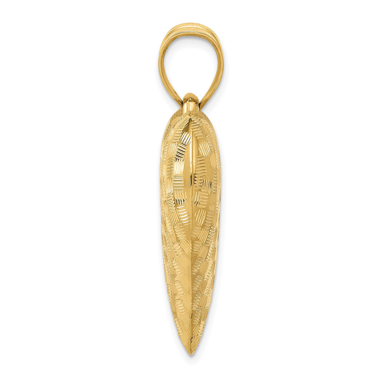 14k Yellow Gold Leaf Pendant with Textured Botanical Design for Women