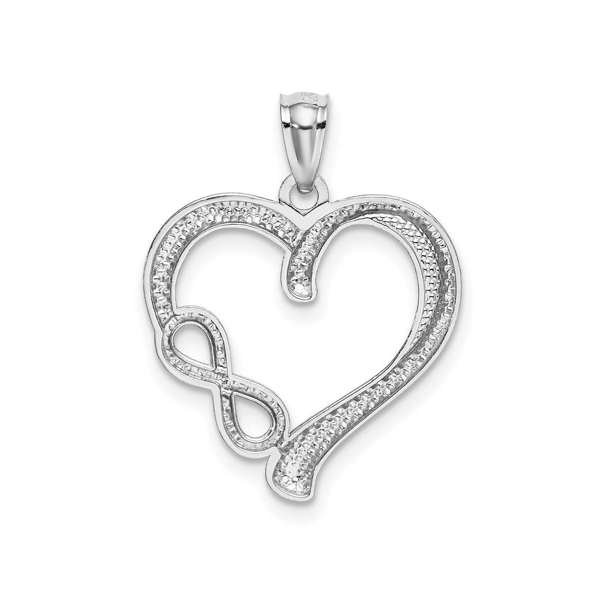 14k White Gold Infinity Heart Pendant with Open Heart Design for Women