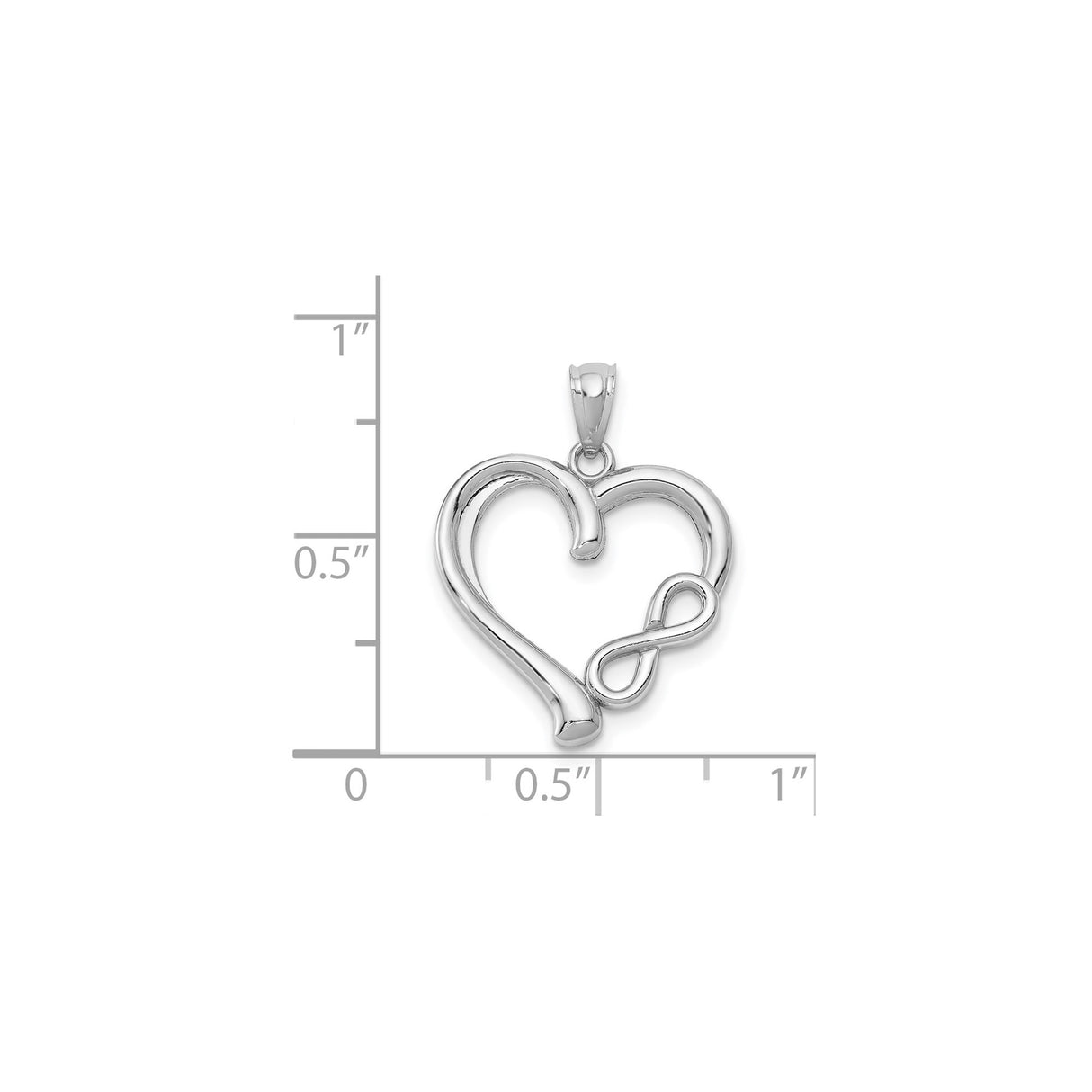 14k White Gold Infinity Heart Pendant with Open Heart Design for Women