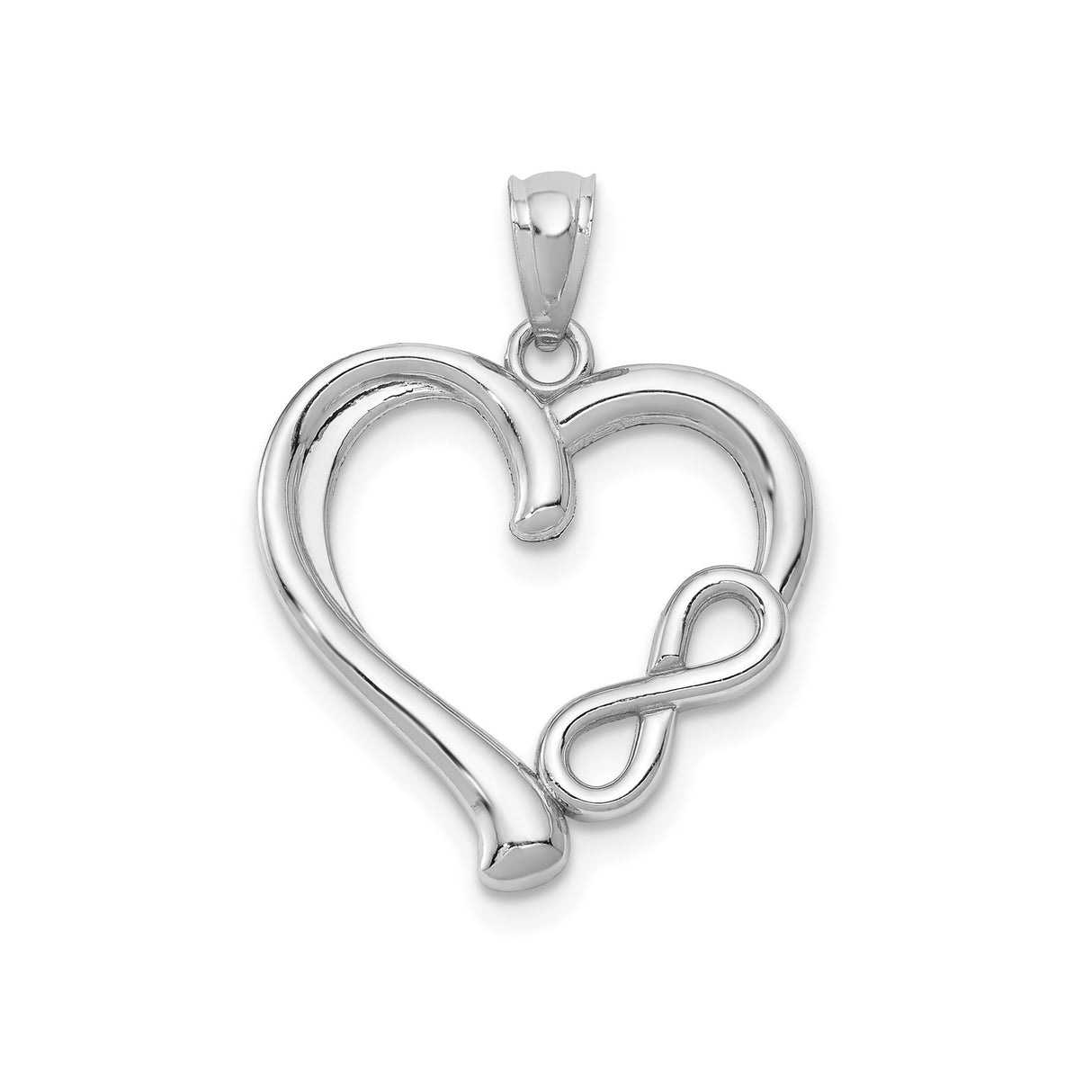 14k White Gold Infinity Heart Pendant with Open Heart Design for Women