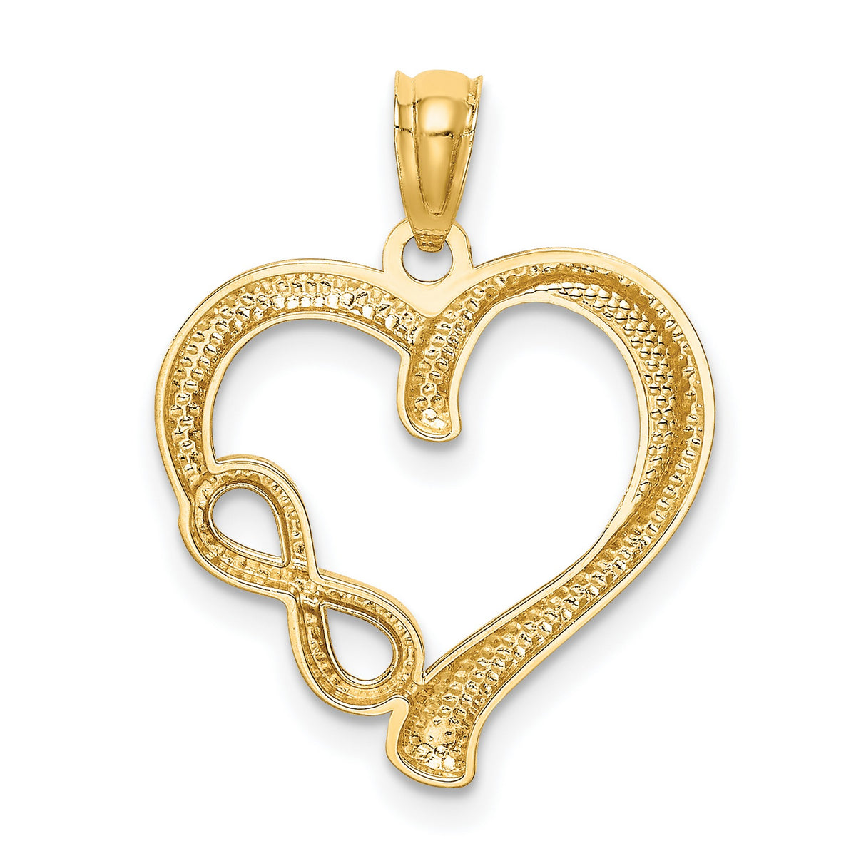 14k Yellow Gold Infinity Heart Pendant, Symbolic Romantic Jewelry for Women