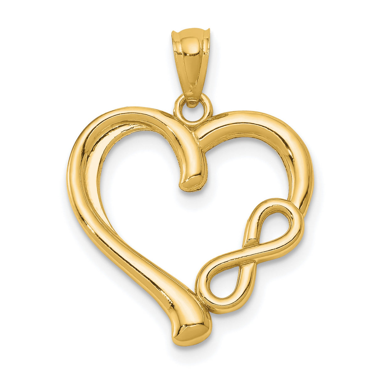 14k Yellow Gold Infinity Heart Pendant, Symbolic Romantic Jewelry for Women