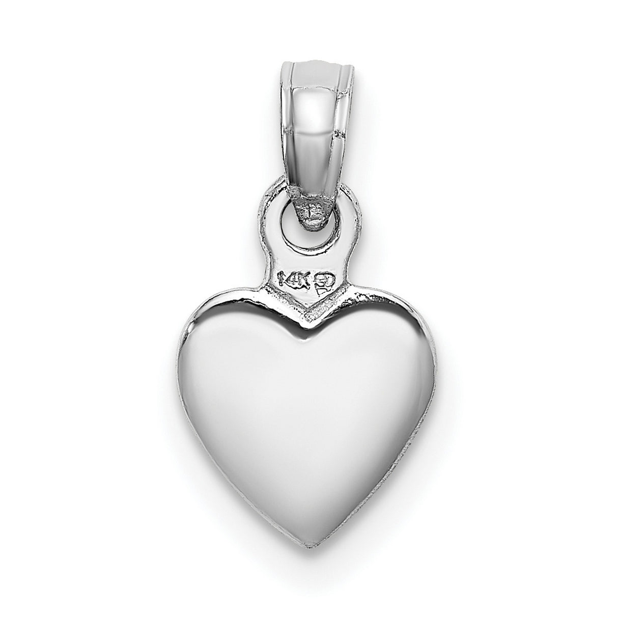 14k White Gold Heart Pendant, Polished Minimalist Charm for Women