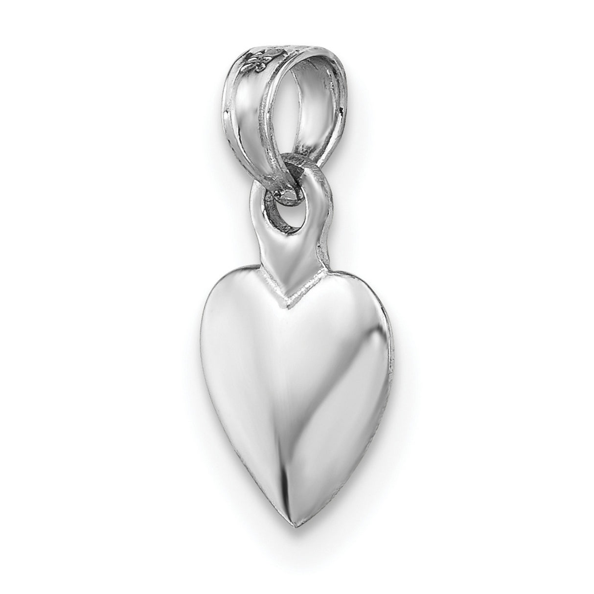 14k White Gold Heart Pendant, Polished Minimalist Charm for Women
