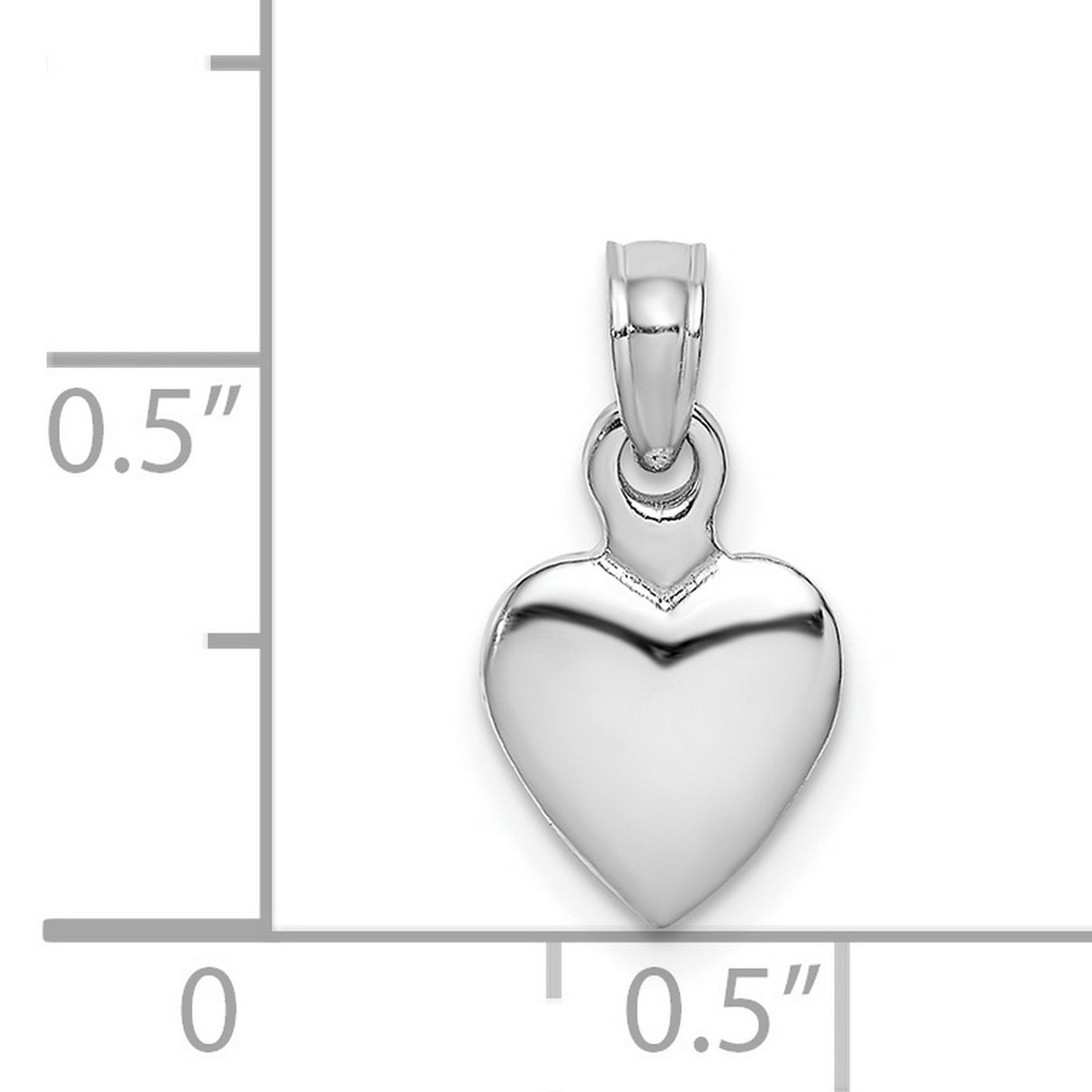 14k White Gold Heart Pendant, Polished Minimalist Charm for Women
