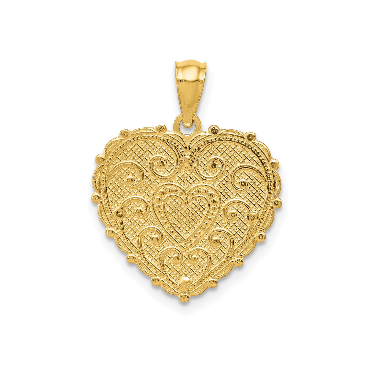 14k Tri Color Gold Heart Pendant with Pink Flower Accent and #1 Mom Design