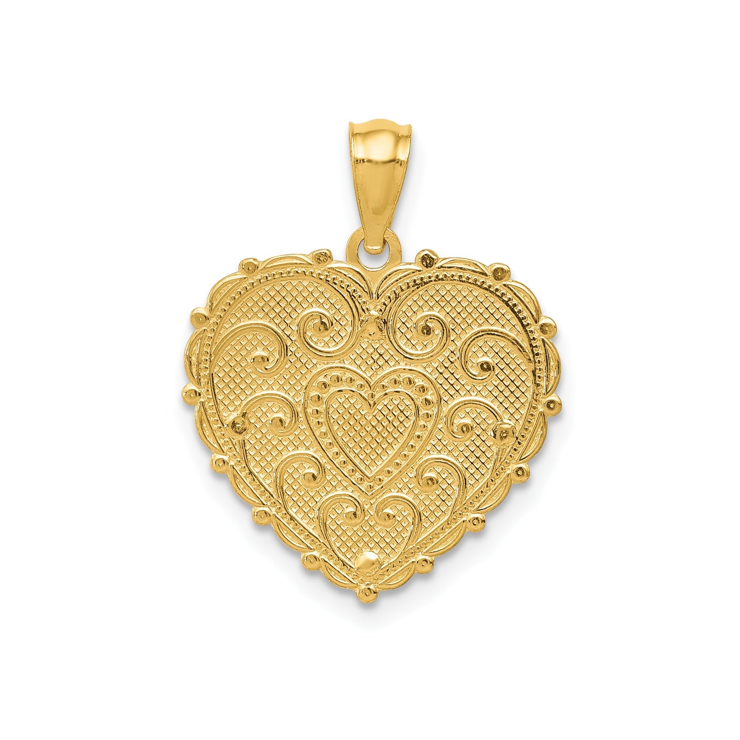 14k Tri Color Gold Heart Pendant with Pink Flower Accent and #1 Mom Design