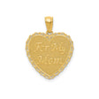 14k Yellow Gold Heart Pendant with Textured Background and Filigree Border for Mom