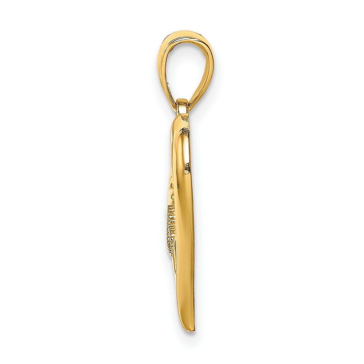 14k Yellow Gold Heart Pendant with Small Heart and Star Accents, Polished Romantic Design