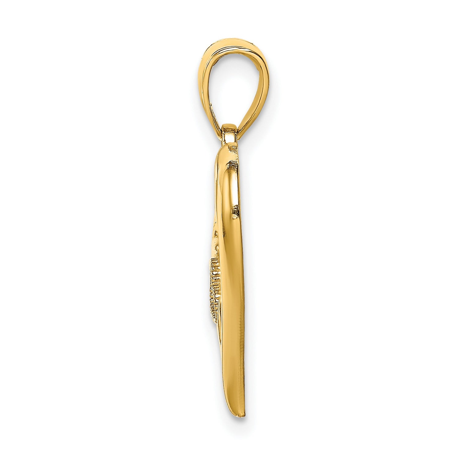 14k Yellow Gold Heart Pendant with Small Heart and Star Accents, Polished Romantic Design