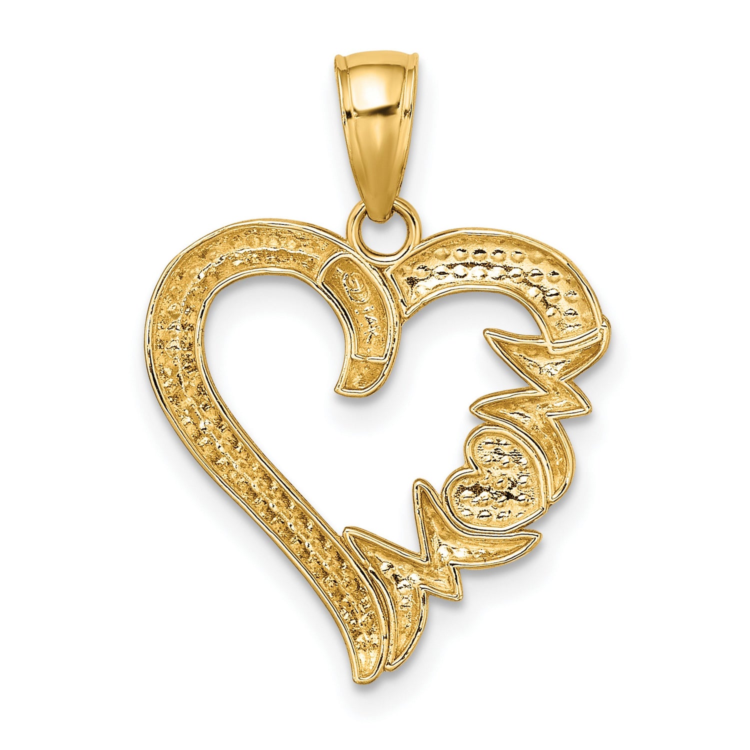 14k Yellow Gold Heart Pendant with Small Heart and Star Accents, Polished Romantic Design