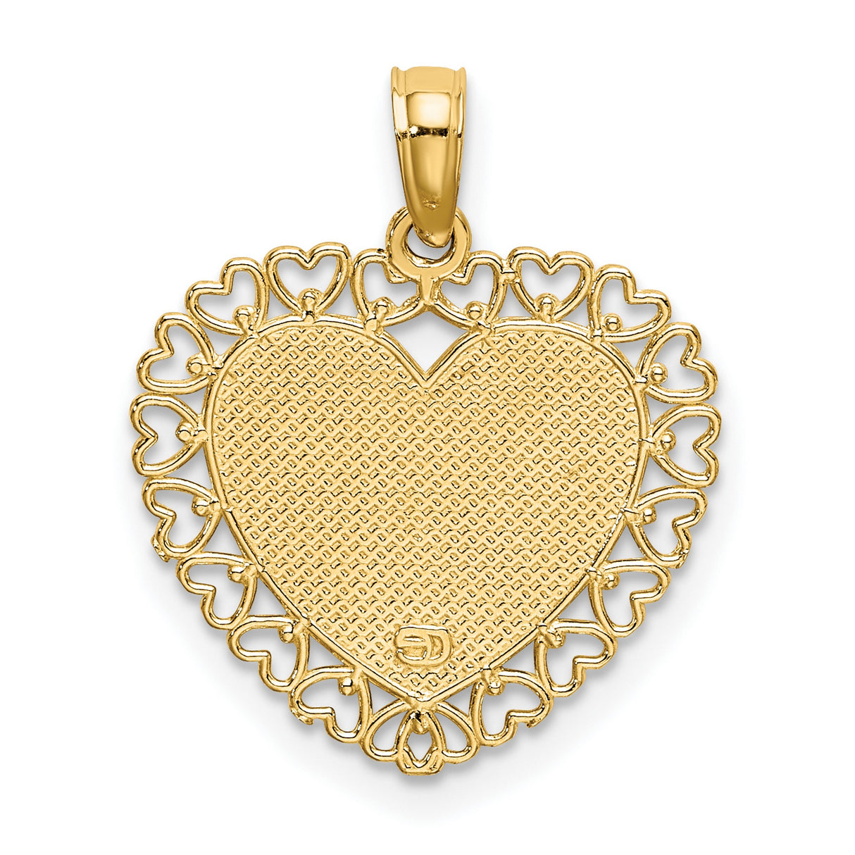 14k Yellow Gold Heart Pendant, Openwork Design, Daddys Little Girl Message for Daughter