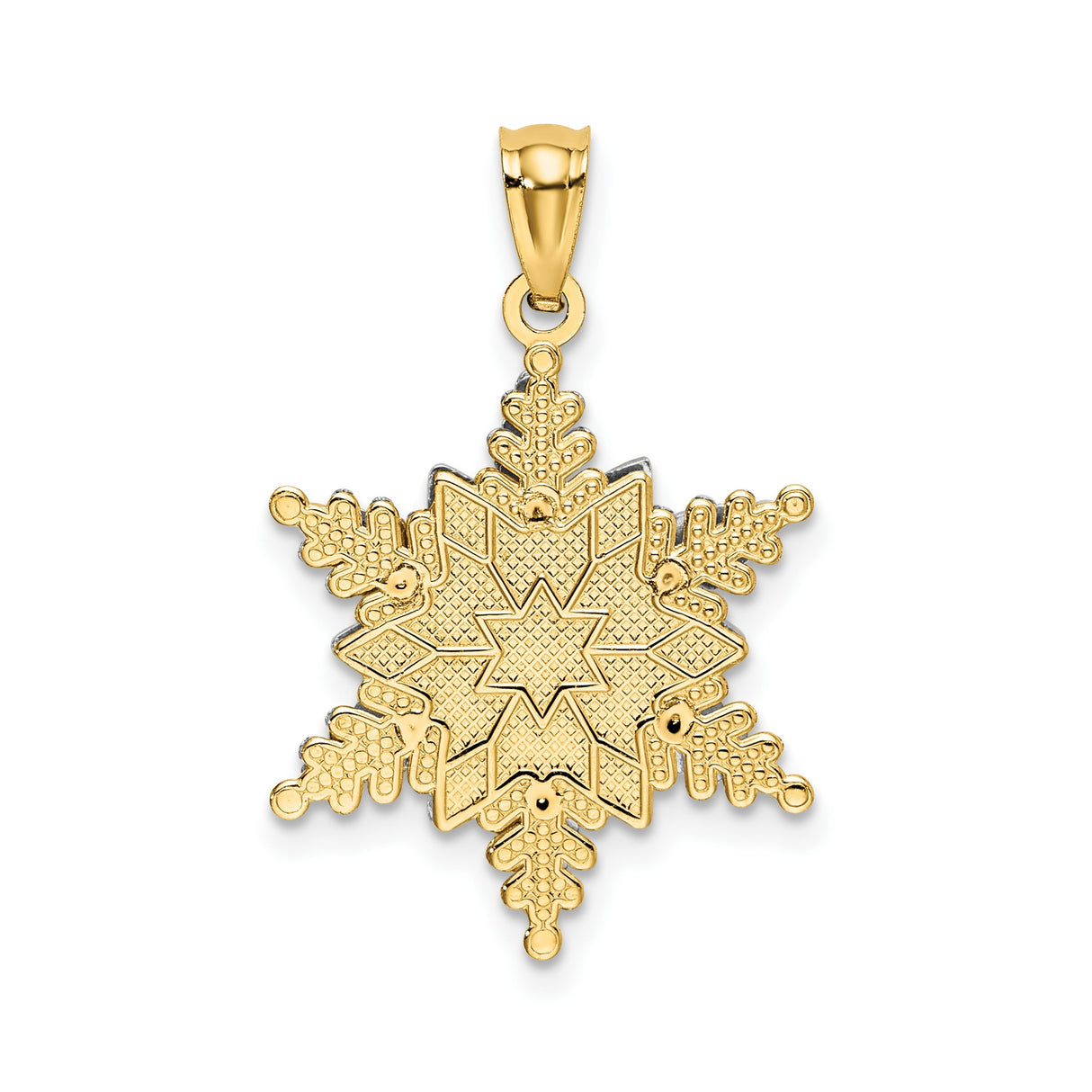 14k Two-Tone Gold Snowflake Pendant, Nature-Inspired Winter Jewelry for Women