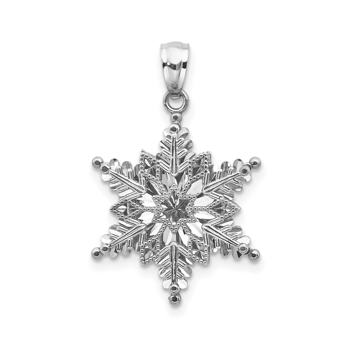 14k White Gold Snowflake Pendant with Delicate Winter Charm Design for Women