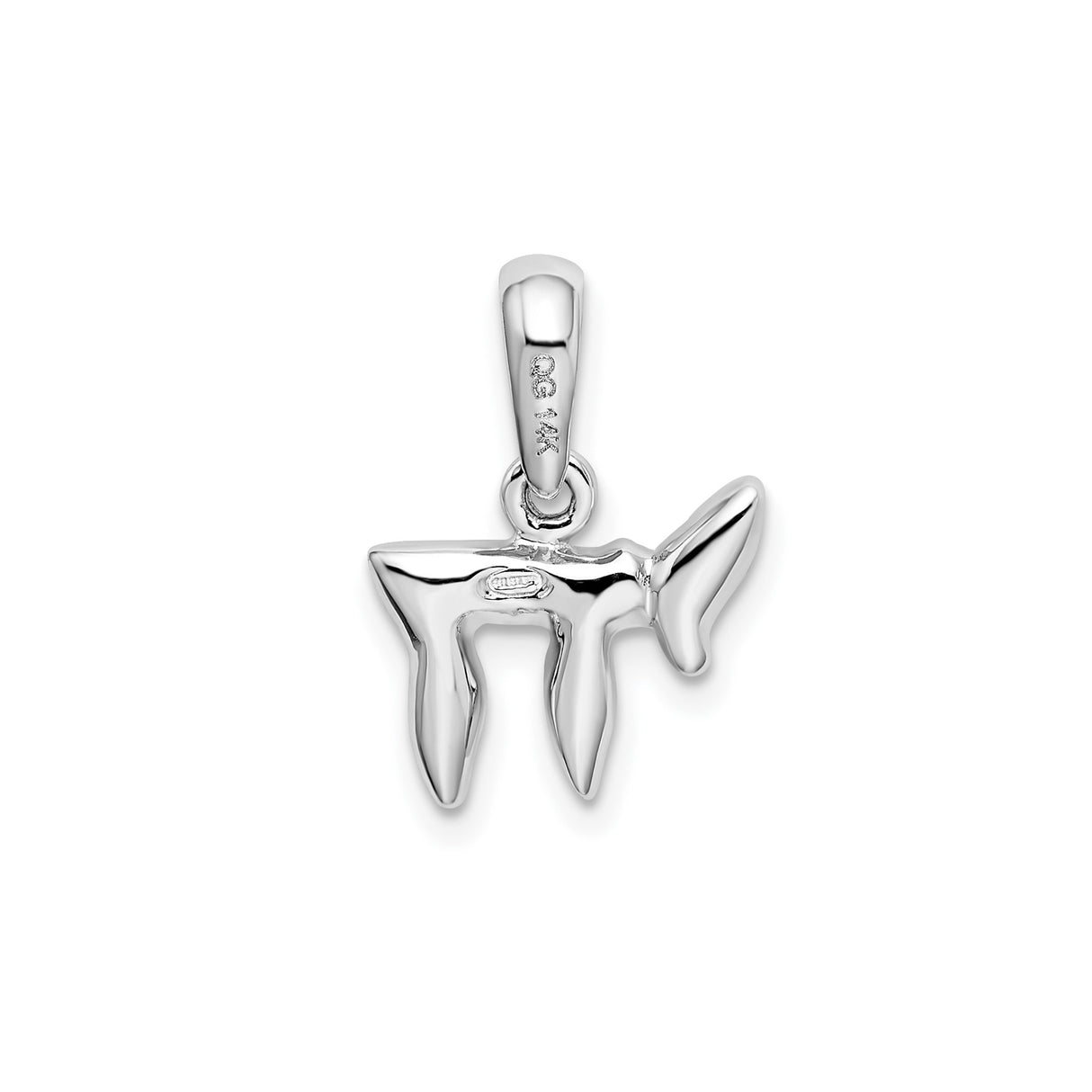 14k White Gold Chai Symbol Pendant, Hebrew Life Letter Charm for Men and Women