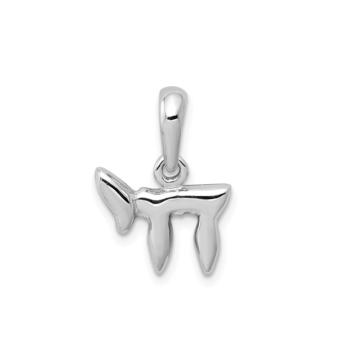 14k White Gold Chai Symbol Pendant, Hebrew Life Letter Charm for Men and Women