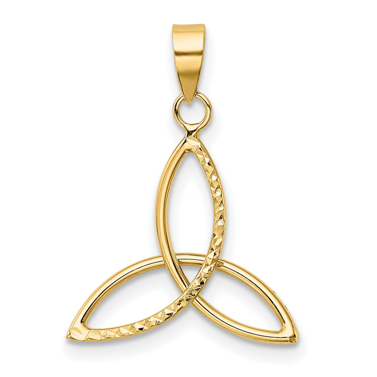 3-D Celtic Triquetra Symbol with Accents Charm Pendant in Real 14k Yellow Gold