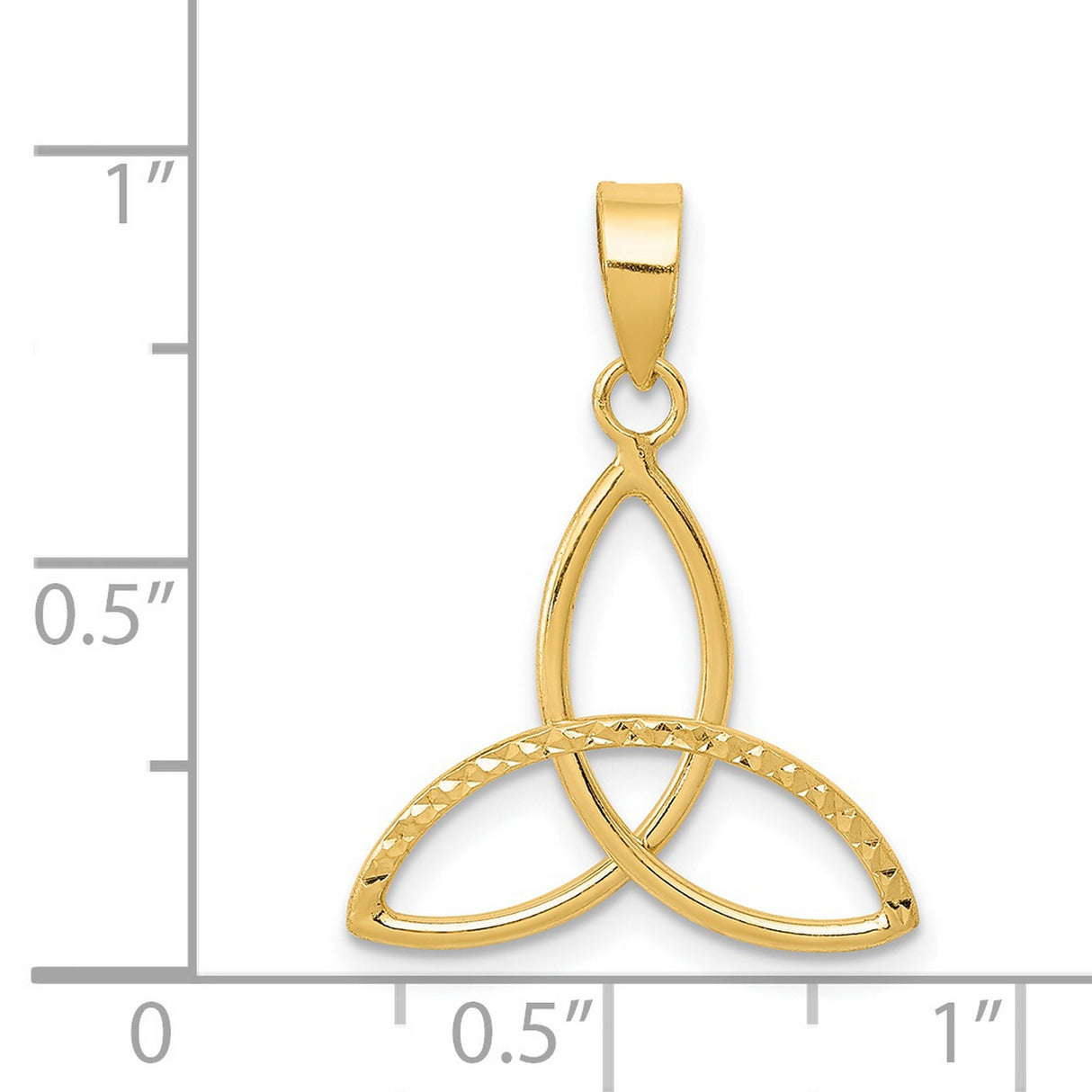3-D Celtic Triquetra Symbol with Accents Charm Pendant in Real 14k Yellow Gold