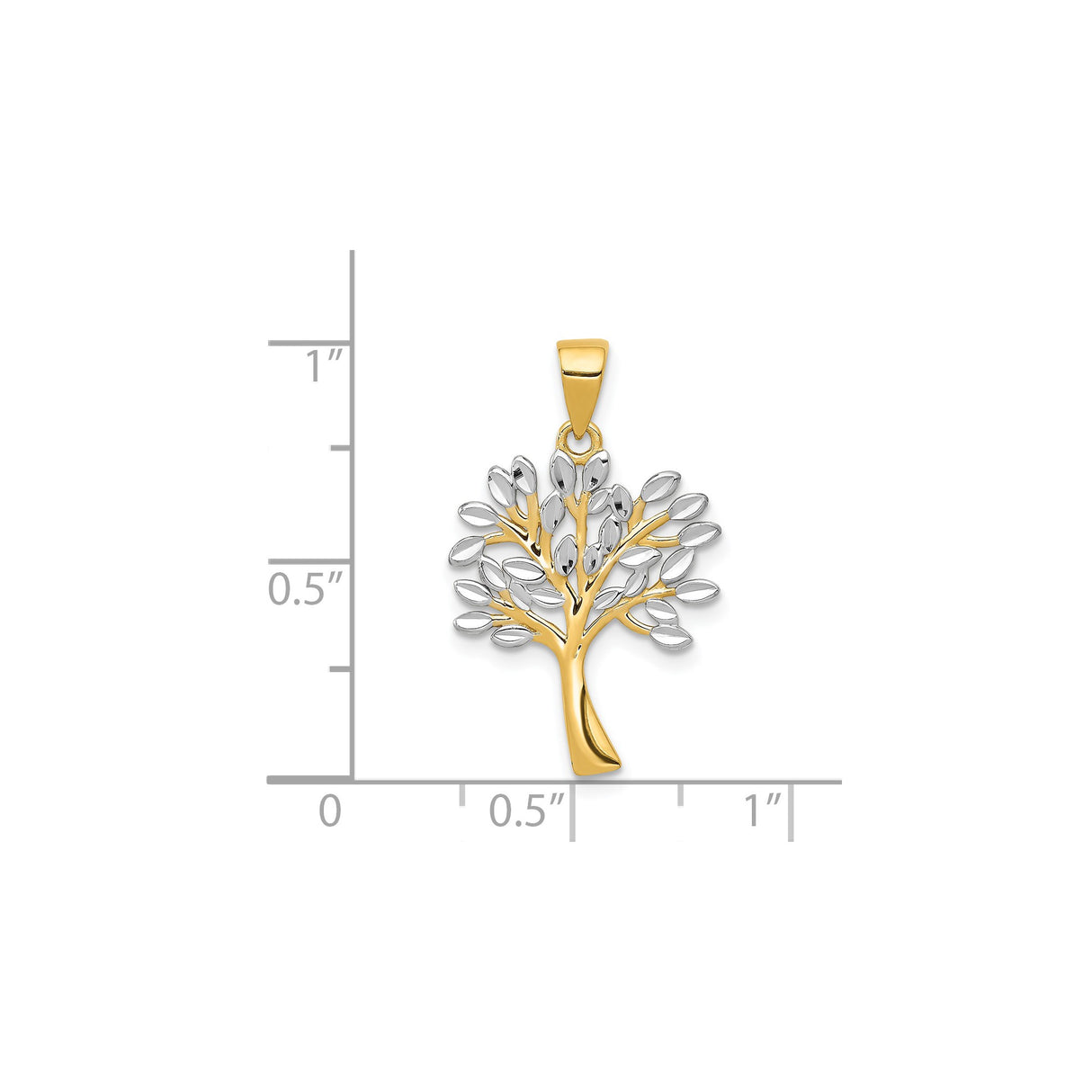 14k Multi-Tone Gold Tree of Life Pendant, Rhodium Accents, Nature and Family Symbolism