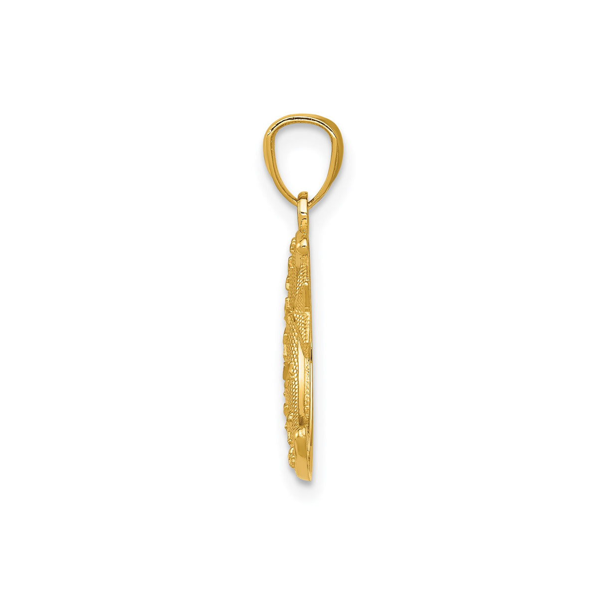 14k Yellow Gold Crescent Moon and Star Pendant, Textured Celestial Design for Women or Unisex Wear