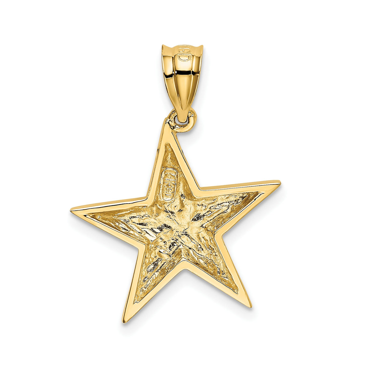14k Yellow Gold Star Pendant with Three-Dimensional Polished Design, Celestial Charm for Women