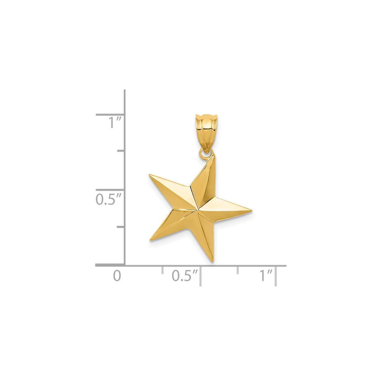 14k Yellow Gold Star Pendant with Three-Dimensional Polished Design, Celestial Charm for Women