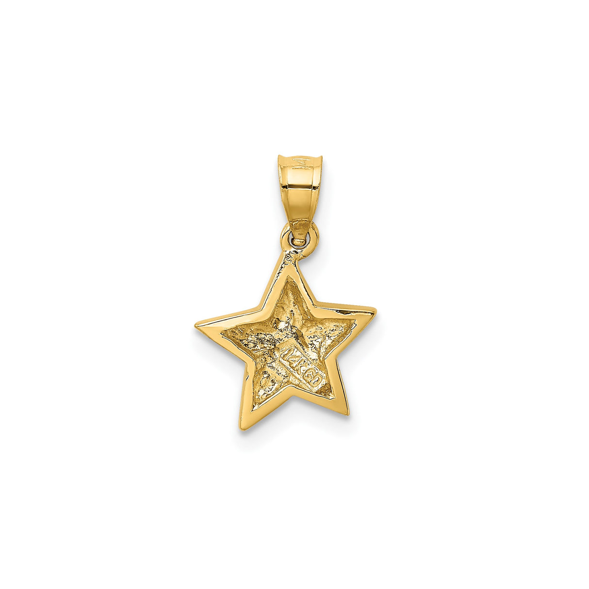14k Yellow Gold Star Pendant Charm, Polished Five-Pointed Celestial Symbol for Women or Unisex Wear