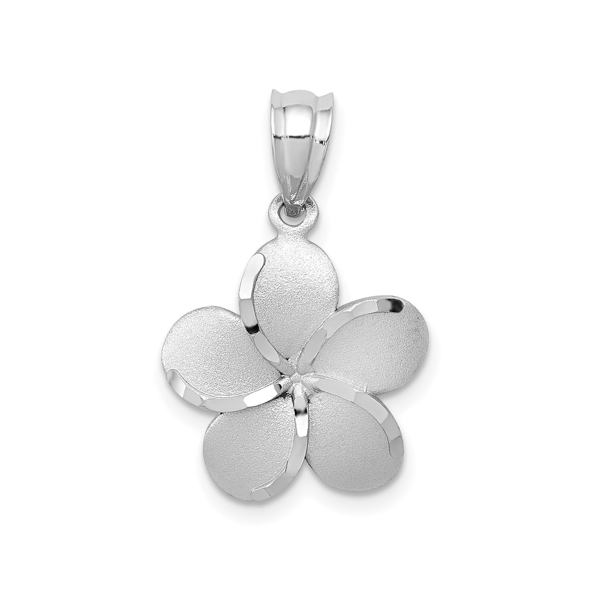 14k Multi-Tone Gold Floral Pendant with Rhodium Accents and Satin Finish