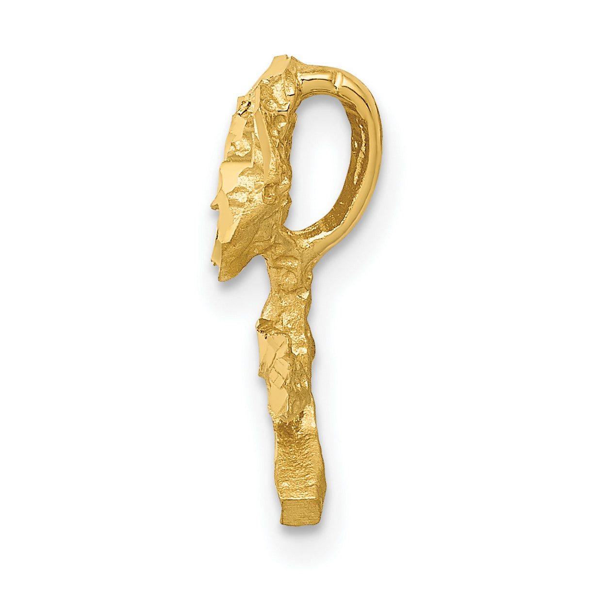 14k Yellow Gold Rose Pendant with Blooming Flower and Leaf Detail, Floral Charm Design