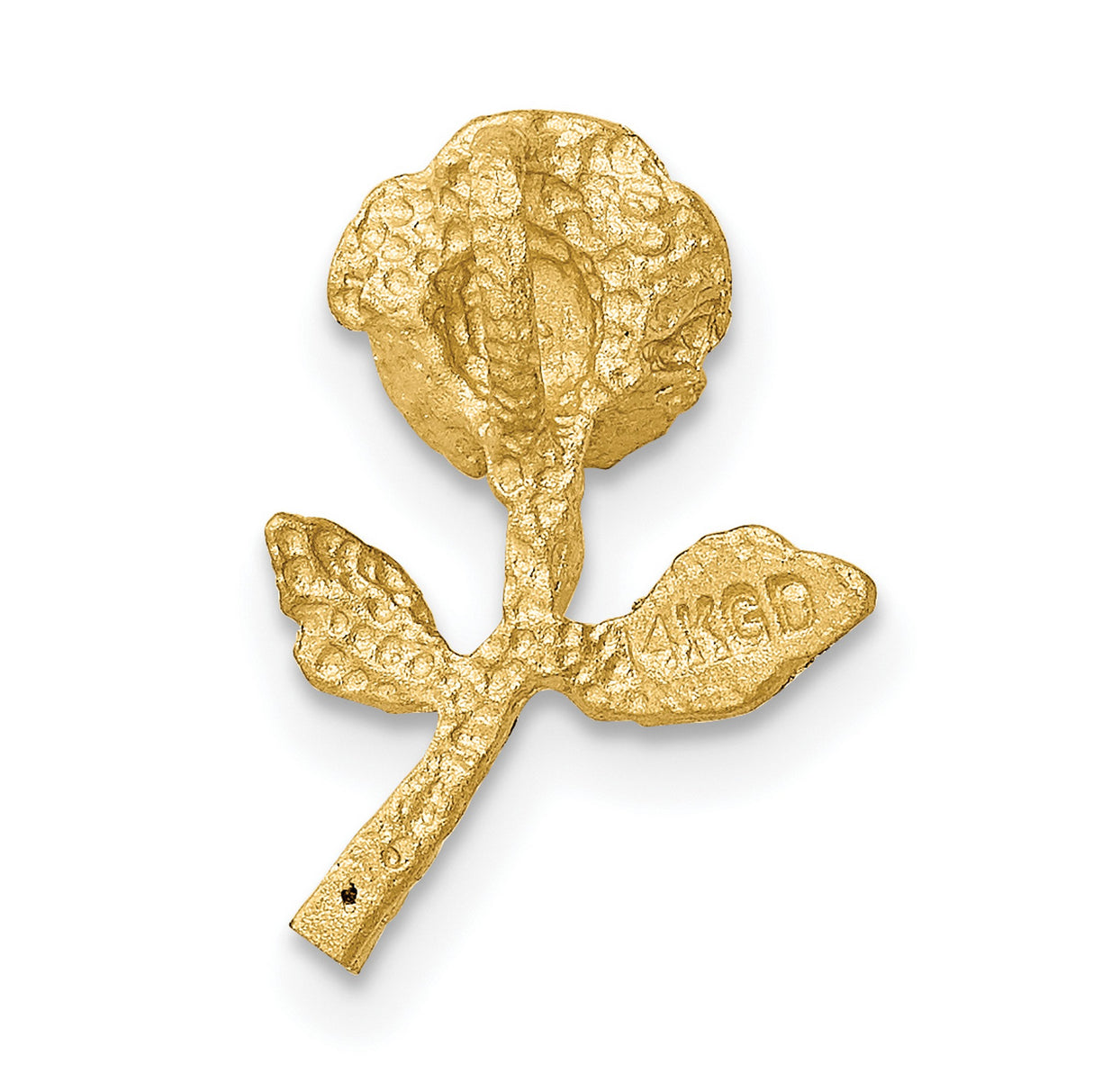 14k Yellow Gold Rose Pendant with Blooming Flower and Leaf Detail, Floral Charm Design