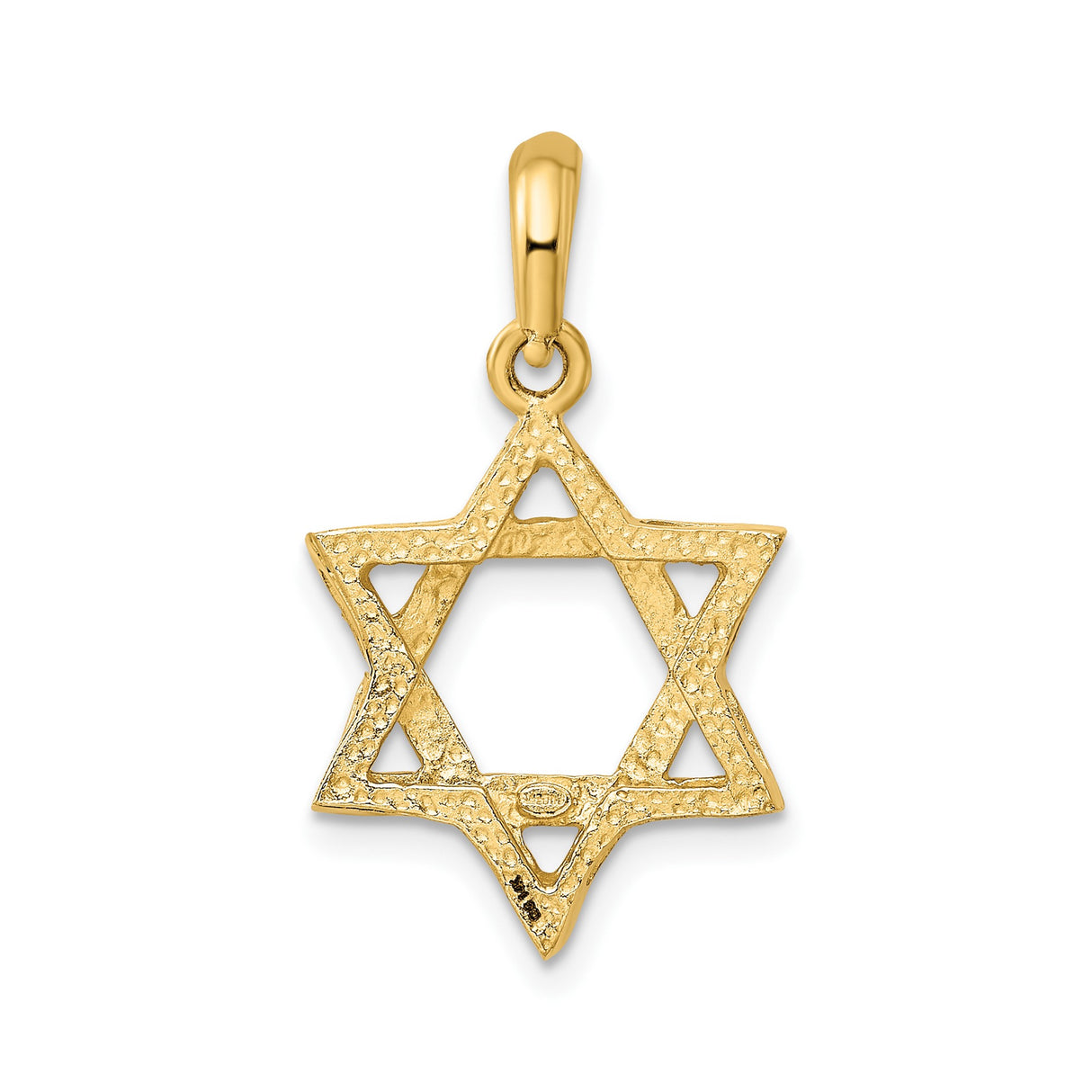 14k Yellow Gold Star of David Pendant with Textured Finish, Jewish Symbol Charm