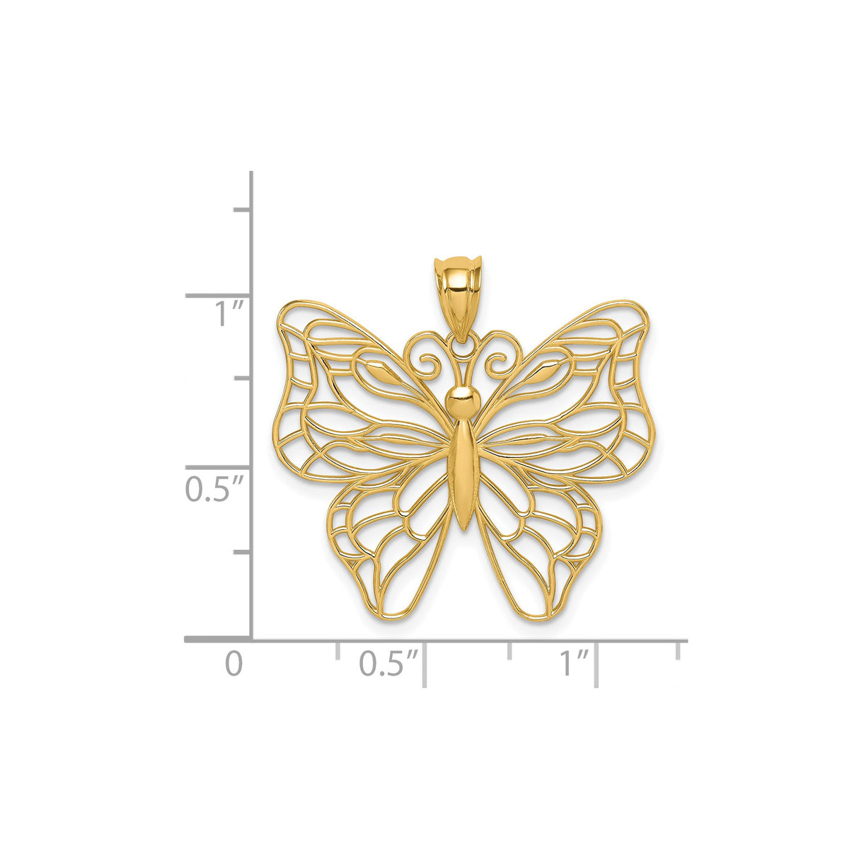 14k Yellow Gold Butterfly Pendant with Openwork Filigree Design, Nature Inspired Jewelry