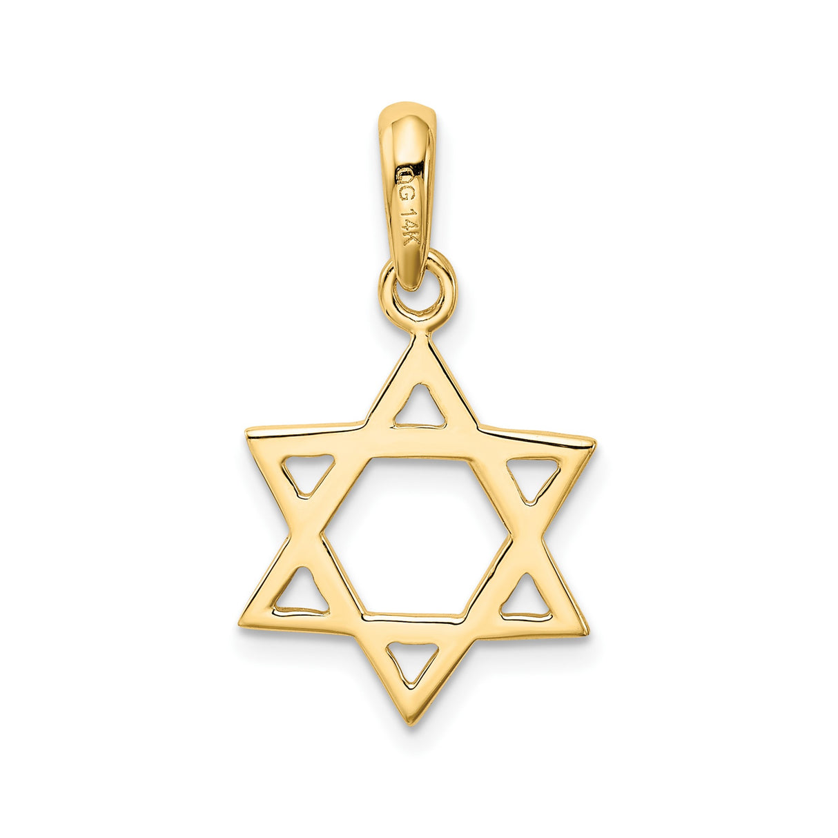 14k Yellow Gold Star of David Pendant, Textured Jewish Faith Charm
