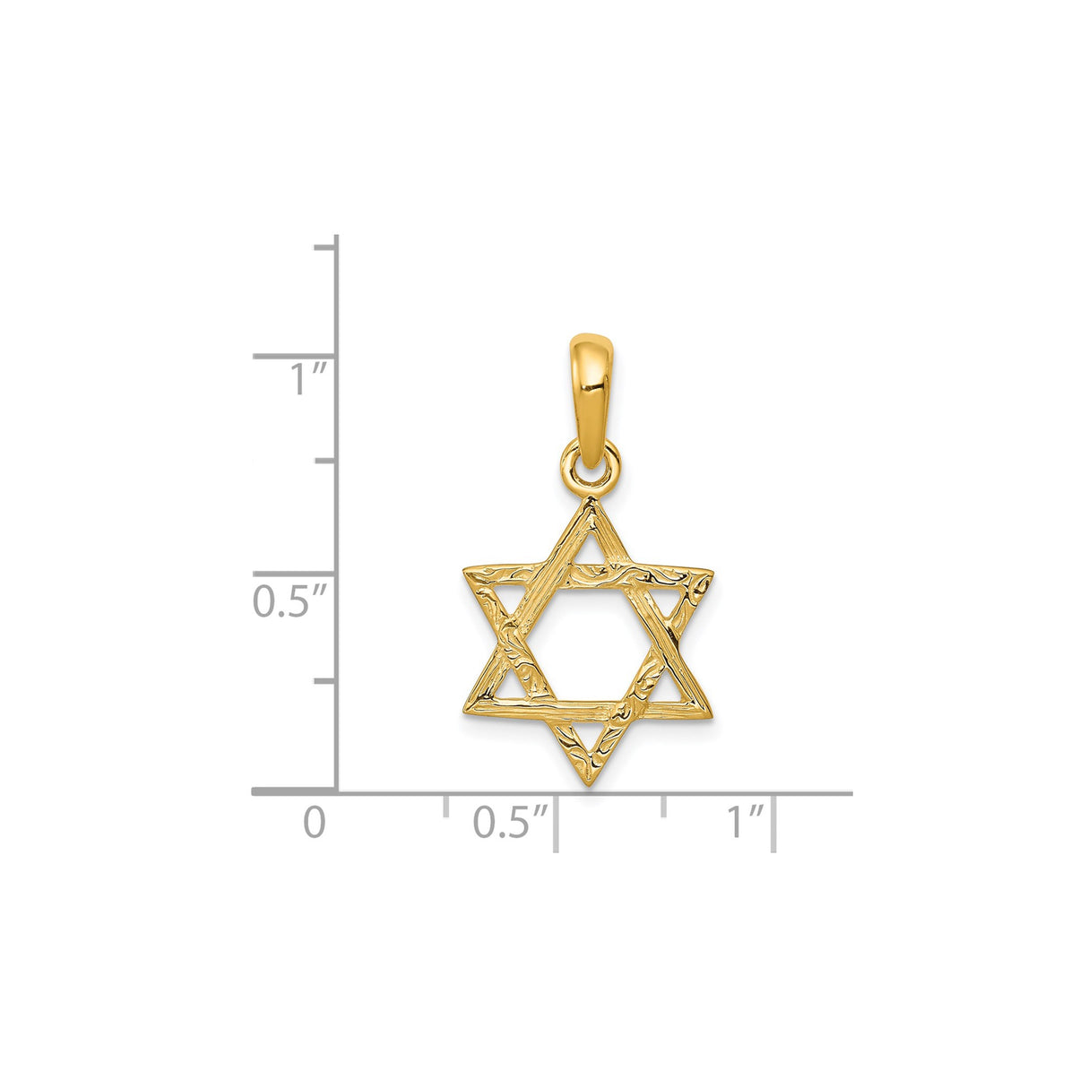 14k Yellow Gold Star of David Pendant, Textured Jewish Faith Charm