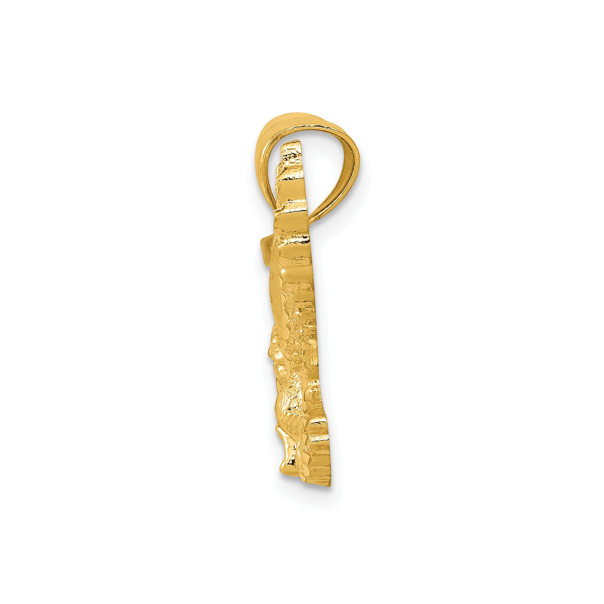 14k Yellow Gold Eagle Pendant with Open Wings, Patriotic Flying Bird Design for Men or Unisex Wear