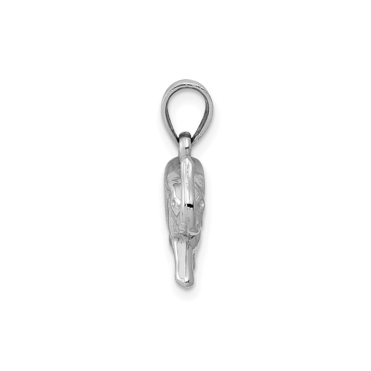 14k White Gold Elephant Pendant, Polished Animal Charm Symbolizing Strength and Good Luck