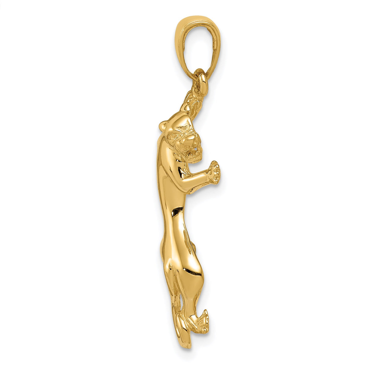 14k Yellow Gold Panther Pendant, Sleek Animal Charm Symbolizing Power and Confidence, Unisex Jewelry