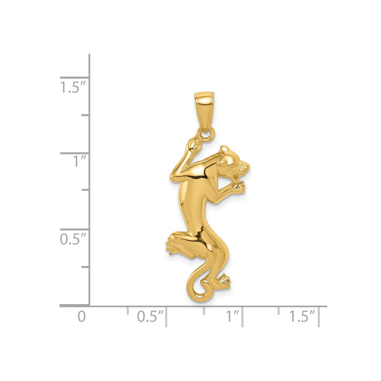 14k Yellow Gold Panther Pendant, Sleek Animal Charm Symbolizing Power and Confidence, Unisex Jewelry