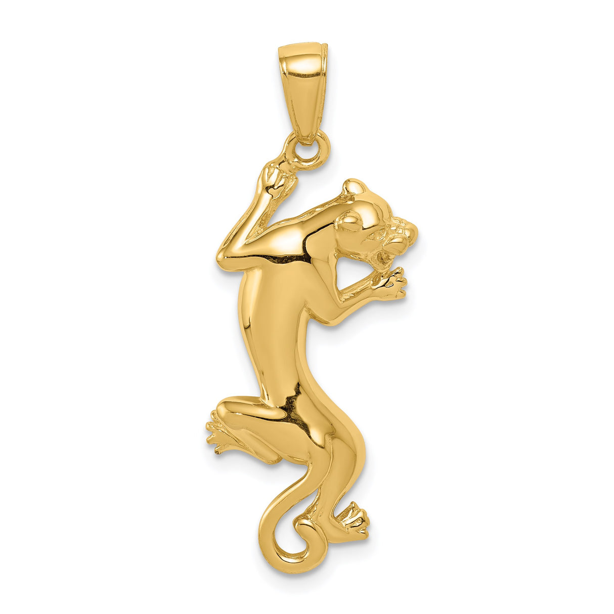 14k Yellow Gold Panther Pendant, Sleek Animal Charm Symbolizing Power and Confidence, Unisex Jewelry