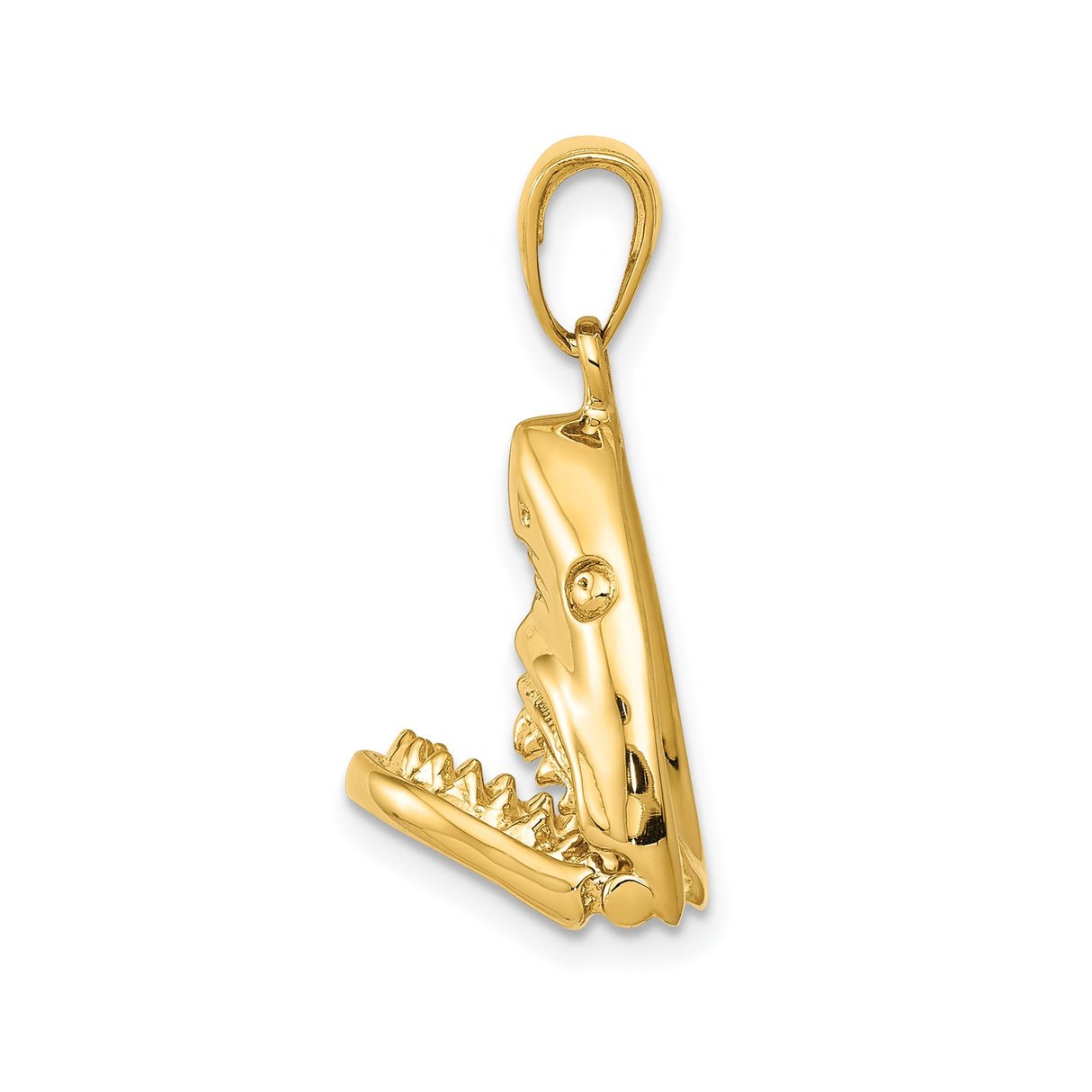 14k Yellow Gold Shark Jaw Pendant with Open Mouth Nautical Design for Men or Unisex Wear