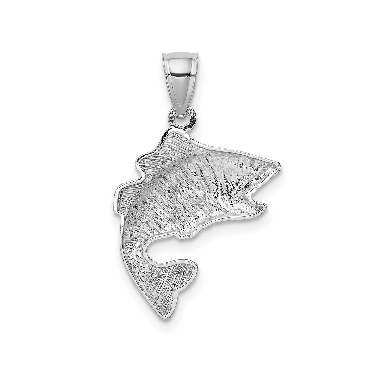 14k White Gold Leaping Bass Pendant, Realistic Fish Design, Nature Inspired Angler Jewelry