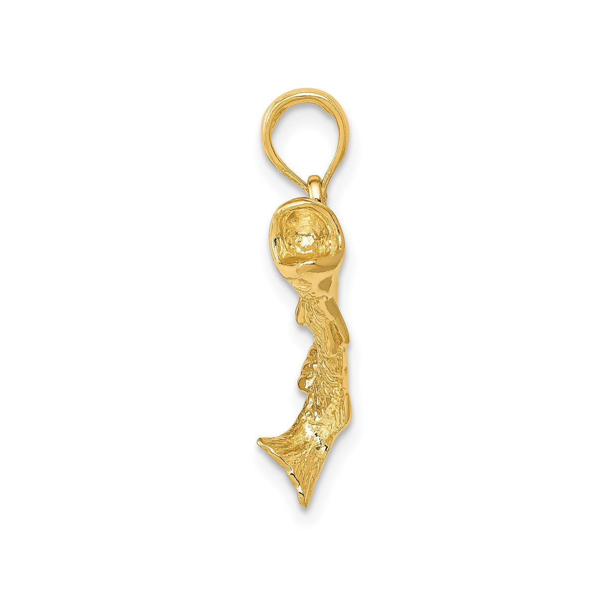14k Yellow Gold Bass Pendant, Realistic Jumping Fish Design, Nature and Fishing Theme Charm