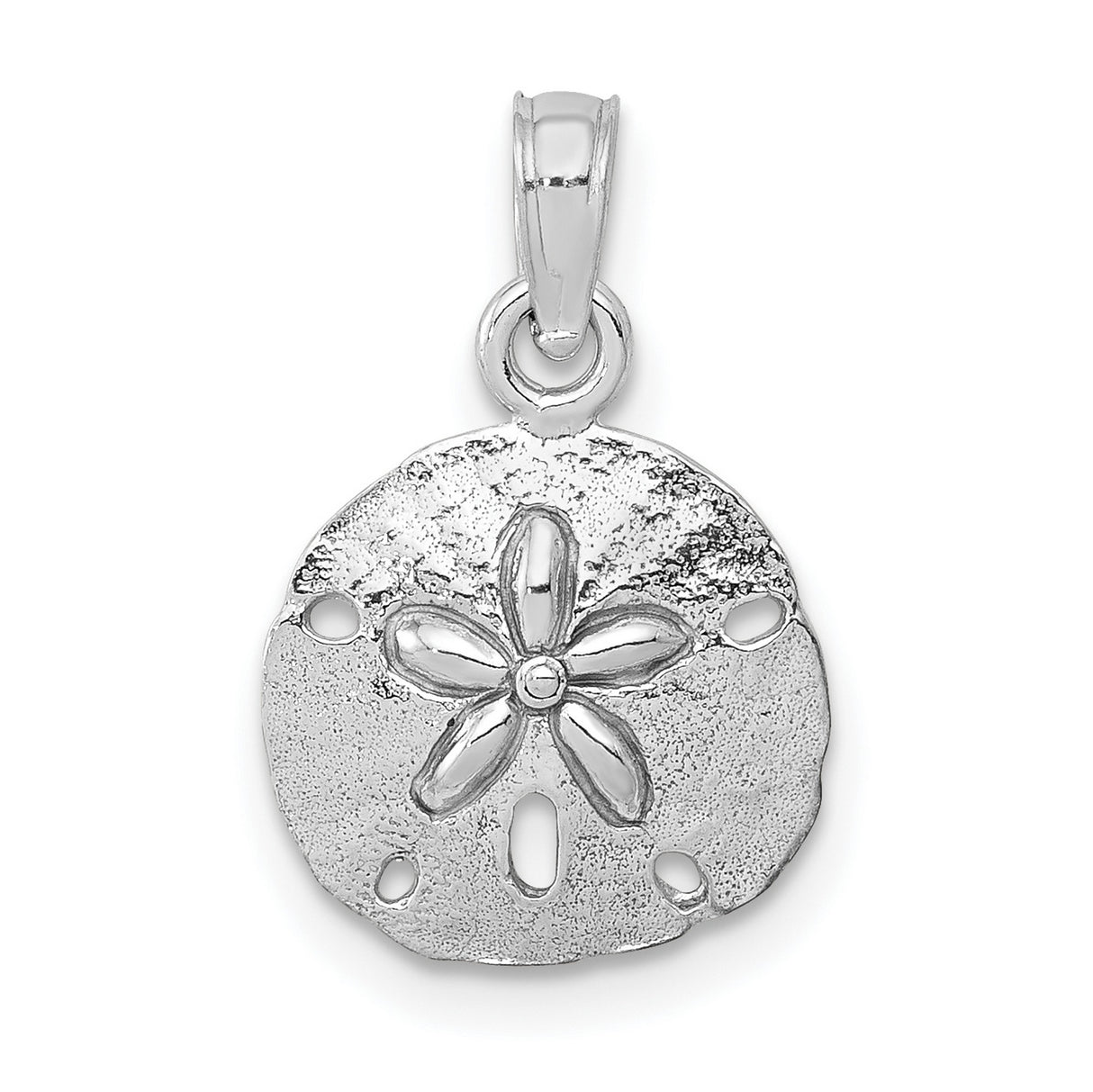 14k White Gold Sand Dollar Pendant, Nautical Ocean-Inspired Charm for Women