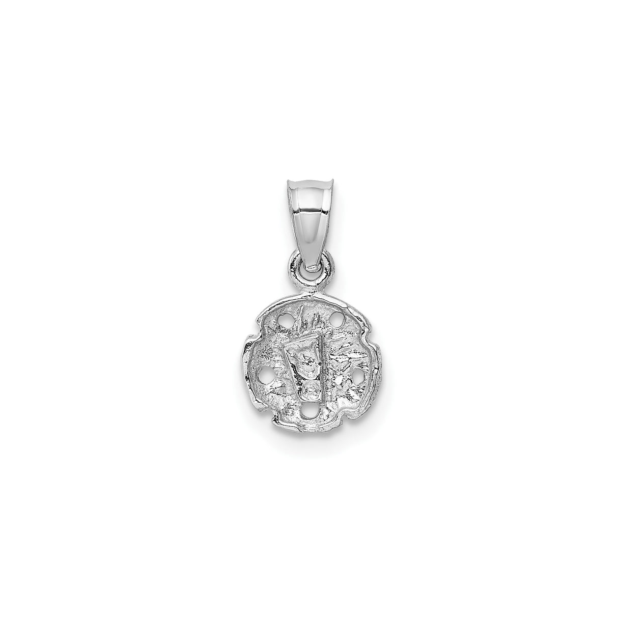 14k White Gold Sand Dollar Pendant, Textured Cutout Ocean Charm, Nature-Inspired Jewelry for Women